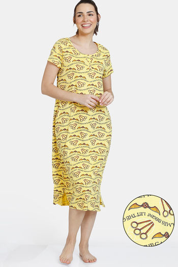 Buy Zivame Harry Potter Knit Cotton Mid Length Dress - Aspen Gold